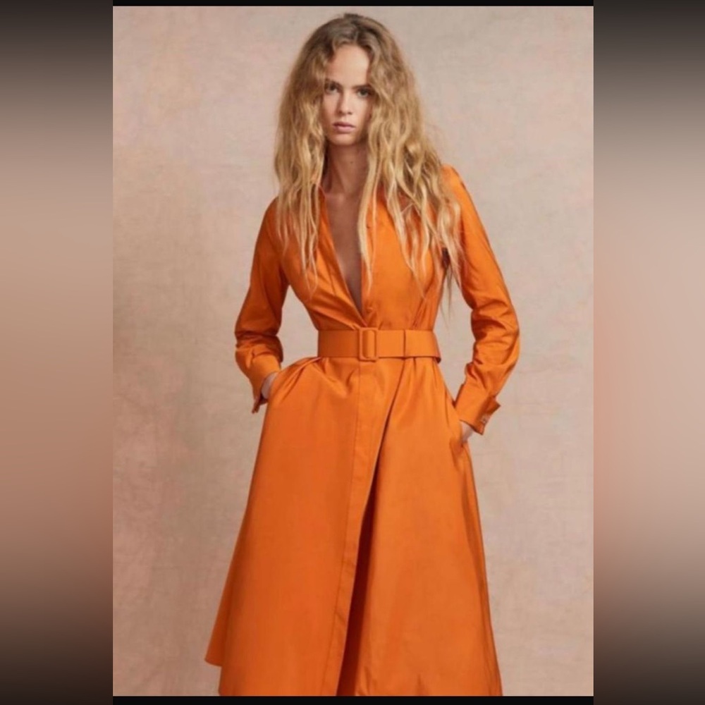 Elegant Orange Belted Dress Carolina Herrera size 8